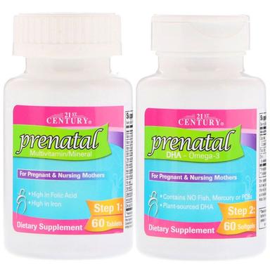 21st Century Prenatal Multivitamin/Mineral 60 Tablets and DHA - Omega 3, 60 Softgels