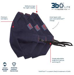 3bo Large Navy Deltoid Lite Face Mask with Knit Fabric