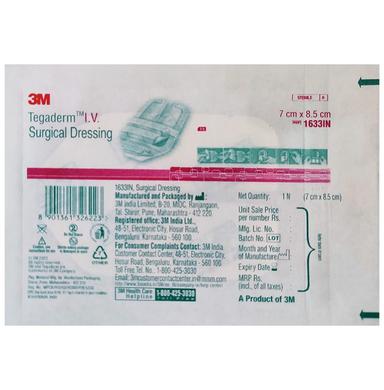 3M Tegaderm 1633 Adult Peripheral I.V. High Secural Dressing 8.5cm x 7cm