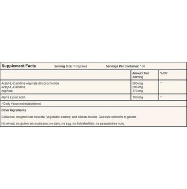 Jarrow Formulas Acetyl-L-Carnitine Arginate + Alpha Lipoic Acid Capsule | For Energy Production