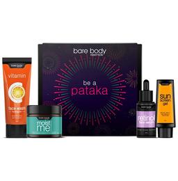 Bare Body Essentials Be A Pataka with Vitamin C Face Wash 100ml, Moist Me Face Moisturizer 50g, Retinol Face Serum 25ml and Sunscreen Gel 30g