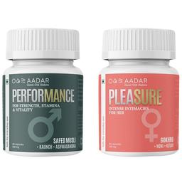 Aadar Combo Pack of Performance 500mg Capsule & Pleasure 500mg Capsule (60 Each)