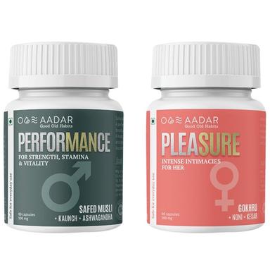 Aadar Combo Pack of Performance 500mg Capsule & Pleasure 500mg Capsule (60 Each)