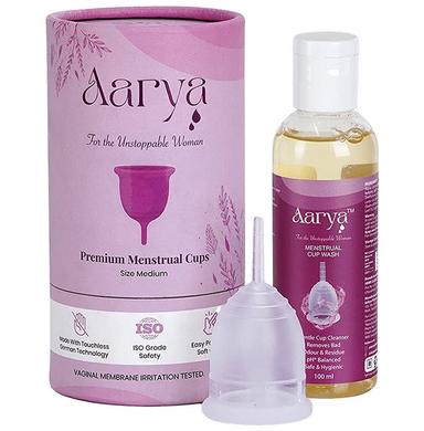 Aarya Premium Medical Grade Silicone Menstrual Cup with Cup Wash (100ml) Medium