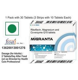 Migranta Riboflavin (B2), Magnesium, Co-Q10 for Sensitivity, Migraine & Headache Supplement Tablet