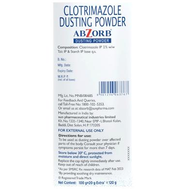 Abzorb Anti Fungal Dusting Powder | Absorbs Excess Sweat | Controls Itching | Derma Care | Manages Fungal Infections Dusting Powder