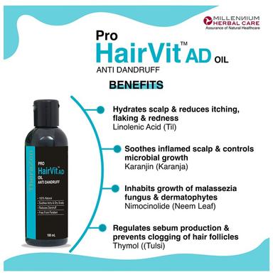 Millennium Herbal Care Pro HairVit AD Anti Dandruff Oil (100ml Each)