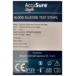 AccuSure Simple Blood Glucose Test Strip (Only Strip) | Diabetes Monitoring Devices