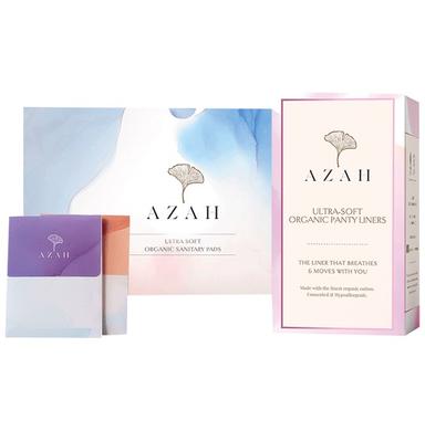 Azah Combo Pack of Ultra Soft Organic Sanitary Pads (40XL) and Ultra-Soft Organic Panty Liners (40)