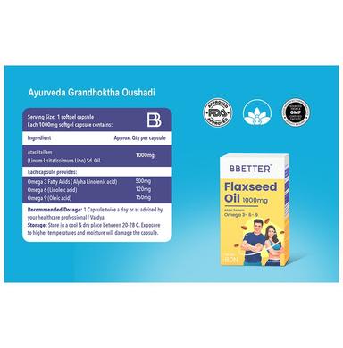 BBetter Flax Seed Oil 1000mg Soft Gelatin Capsule