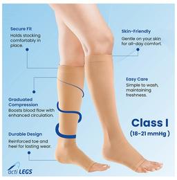 actiLEGS Class I Medical Compression Stocking Open Toe Knee Length XXL Skin Colour