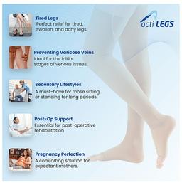 actiLEGS Class I Medical Compression Stocking Open Toe Thigh Length Skin Colour XL