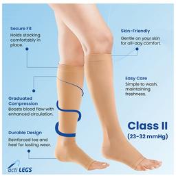actiLEGS Class II Medical Compression Stocking Open Toe Large Knee Length Skin Colour