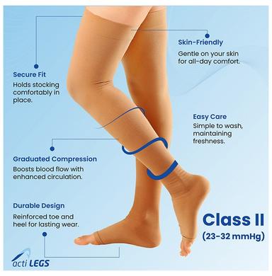 actiLEGS Class II Medical Compression Stocking Open Toe Thigh Length Skin Colour XL