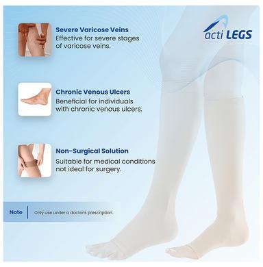 actiLEGS Class III Medical Compression Stocking Open Toe Knee Length XXL Skin Colour