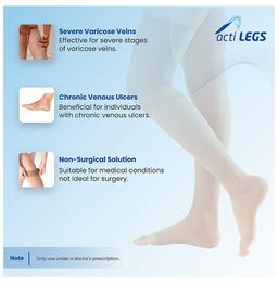 actiLEGS Class III Medical Compression Stocking Open Toe Medium Skin Colour Thigh Length