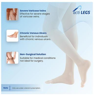 actiLEGS Class III Medical Compression Stocking Open Toe Medium Skin Colour Thigh Length