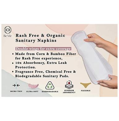 Be Me Organic Sanitary Pads with Disposal Pouches Moderate-Heavy Flow Large