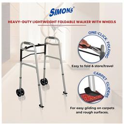 Simon's Heavy-Duty Lightweight Foldable Walker with Wheels