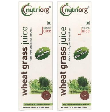 Nutriorg Wheat Grass with Giloy & Tulsi Juice (300ml Each)
