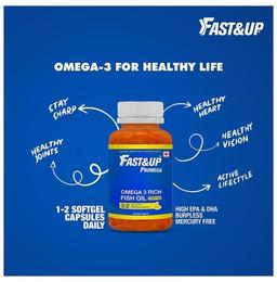 Fast&Up Promega 1250mg Omega 3 Fish Oil 3:2 EPA DHA Ratio Soft Gels