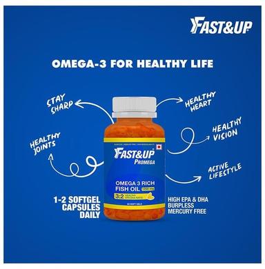 Fast&Up Promega 1250mg Omega 3 Fish Oil 3:2 EPA DHA Ratio Soft Gels