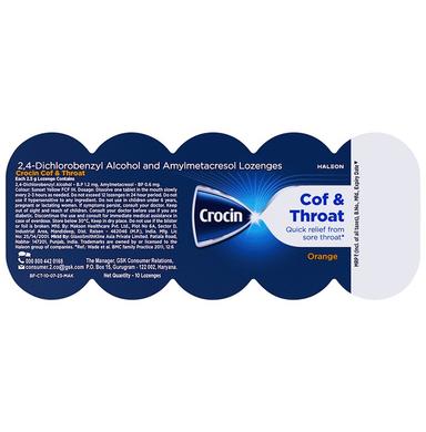 Crocin Cof & Throat Lozenges Orange