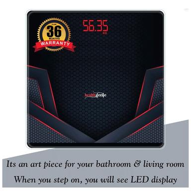 Healthgenie Digital Weight Machine with Magic Hidden LED Display Multicolor Sporty Red