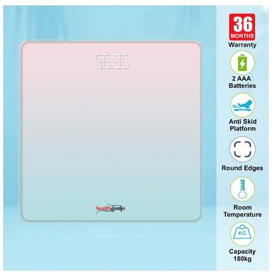 Healthgenie Digital Weight Machine with Magic Hidden LED Display Pastel Shade Multicolor