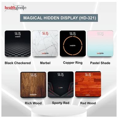 Healthgenie Digital Weight Machine with Magic Hidden LED Display Red Wood Brown
