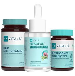 HealthKart HeathKart HK Vitals Hairfall Solution Kit Stage 2 | Hair Multivitamin - 60 Capsules, Headful Hair Growth Serum - 30 ml, & DHT Blocker with Biotin - 30 Tablets