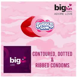 Bigfun Dotted, Ribbed & Contoured Condom Bubblegum