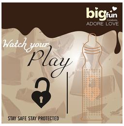 Bigfun Dotted, Ribbed & Contoured Condom Tempting Chocolate