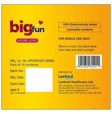 Bigfun Sensually Flavored Dotted, Ribbed & Contoured Condom Mixed Fruit