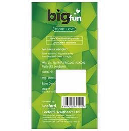 Bigfun Sensually Flavored Dotted, Ribbed & Contoured Condom Mogra