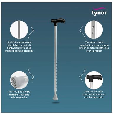 Tynor L-08 Walking Stick L Type Silver