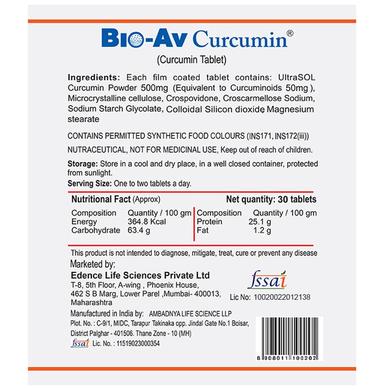 Bio-Av Curcumin 500mg Tablet