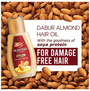 Dabur Almond Hair Oil with Soya Protein & Vitamin E | For Damage Free Hair with 200ml Hair Oil Free