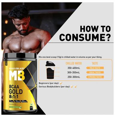 MuscleBlaze Green Apple BCAA Gold 8:1:1 with Leucine, Glutamine & Electrolytes |