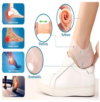 Agarwals Soft & Comfy Silicone Gel Heel Pad Foot Protector Socks for Pain Relief (1 Pair)