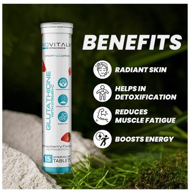 Biovitalia Organics Glutathione with Vitamin-C Effervescent Tablet Strawberry