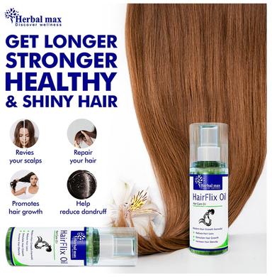 Herbal Max Combo Pack of Hair Flix Pro 60 Capsules and Hair Flix Oil 100ml