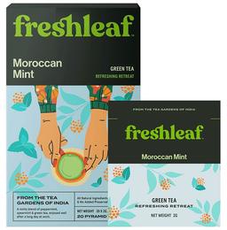 Freshleaf Combo Pack of Moroccan Mint Green Tea Bag (20) & Kashmiri Kahwa Green Tea Bag (20)