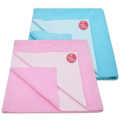Tidy Sleep Water Proof & Washable Baby Care Dry Sheet & Bed Protector Large Baby Blue and Baby Pink