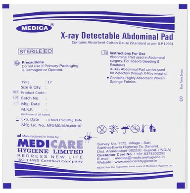 Medica X-Ray Detectable Abdominal Pad Sterile E/O 30cm X 30cm X 8 Ply