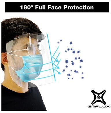 Emflux Reusable and Durable Face Shield with 1 Headgear & 2 Visor