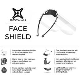 Emflux Reusable and Durable Face Shield with 2 Headgear & 5 Visor