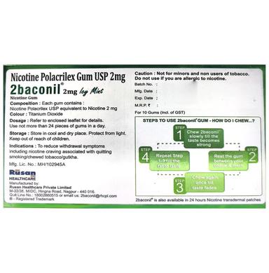 2baconil 2mg Nicotine Chewing Gum | Sugar-Free | Flavour Sugar Free Ice Mint Chewing Gums