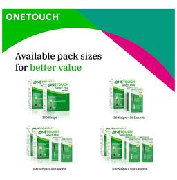 Combo Pack of OneTouch Select Plus Test Strip (50) & 2 Boxes of OneTouch Ultrasoft Lancets (25 Each)