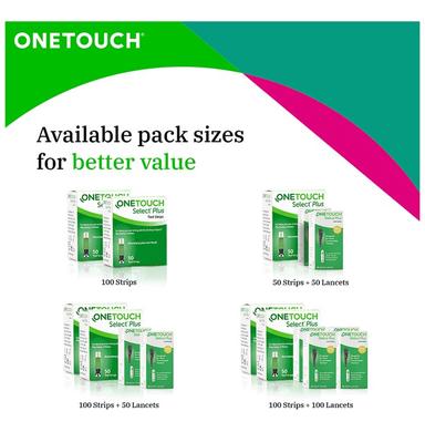 Combo Pack of OneTouch Select Plus Test Strip (50) & 2 Boxes of OneTouch Ultrasoft Lancets (25 Each)